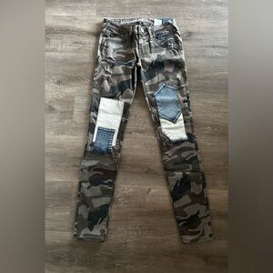 True Religion Camo Patchwork Women’s Mid Rise Jeans